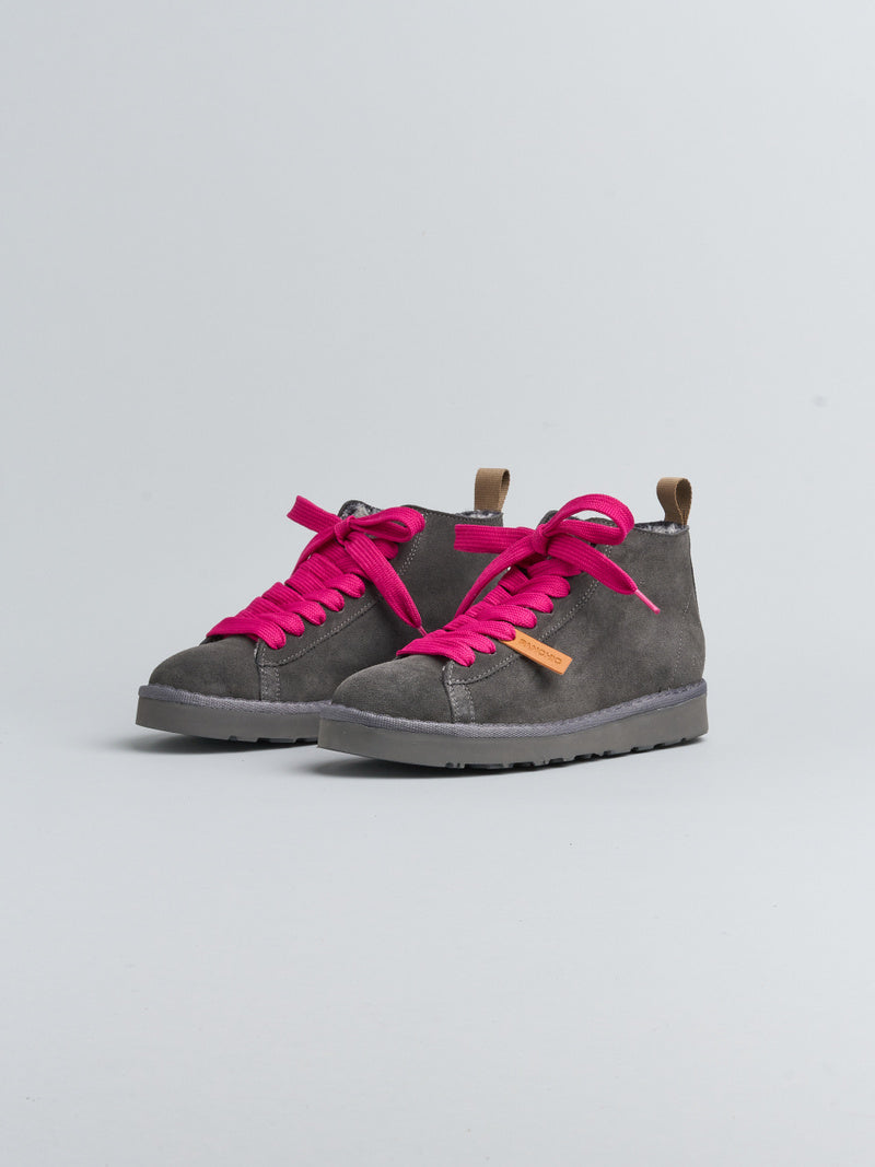 Panchic - Ankle Boot Suede col. Antracite/Fuchsia