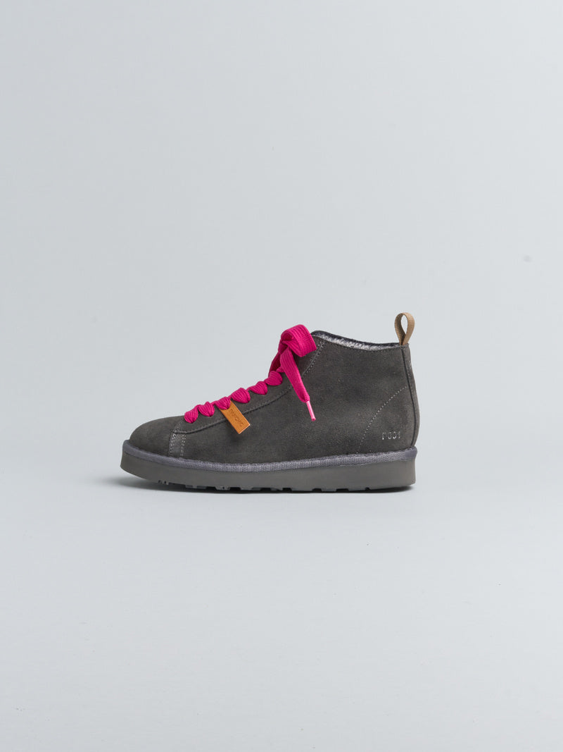 Panchic - Ankle Boot Suede col. Antracite/Fuchsia