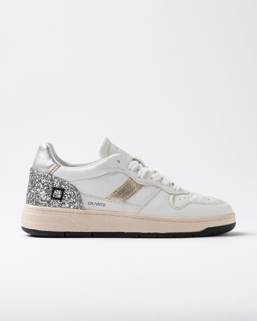 D.A.T.E. Court 2.0 Vintage Calf White - Silver W431-C2-VC-WS