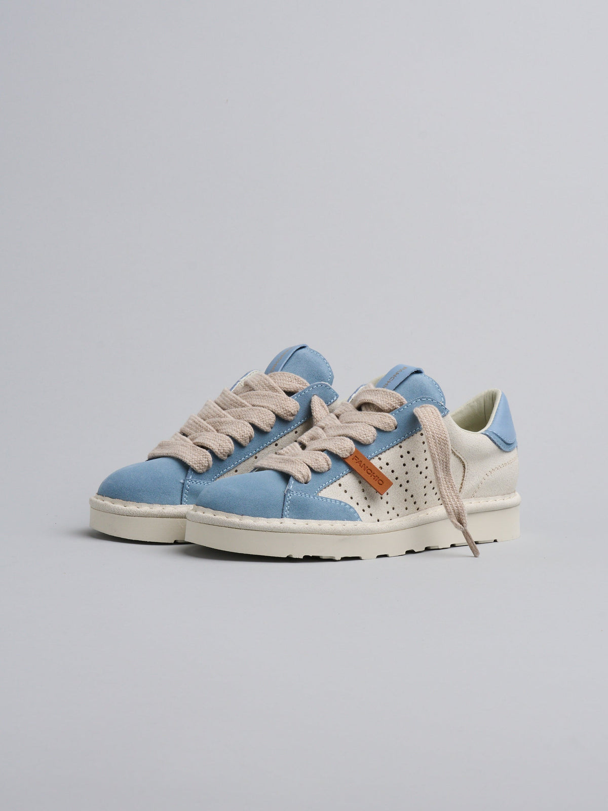 Panchic P001 - Sneaker cracked suede Ivory-Stone Blue