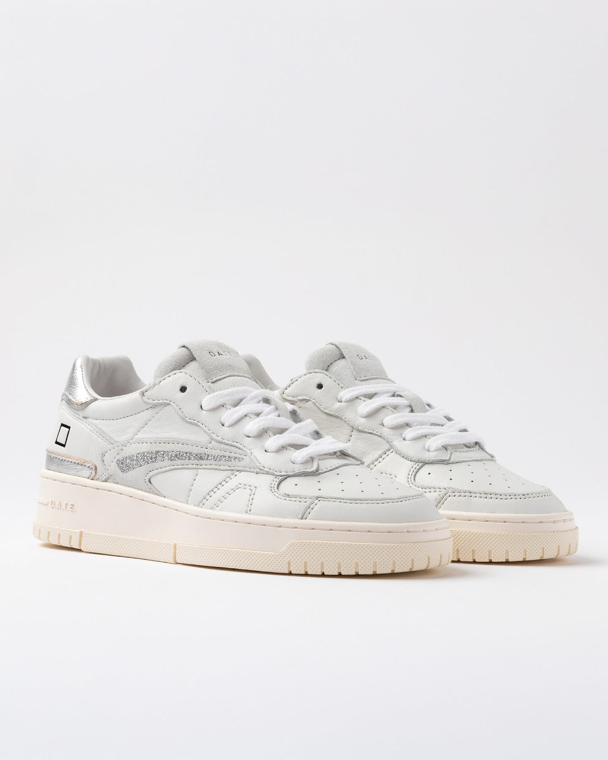 D.A.T.E. Sneaker Torneo Pure Shiny White-Silver